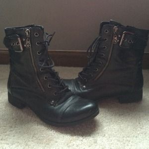 Guess Black & Cheetah Combat Boots