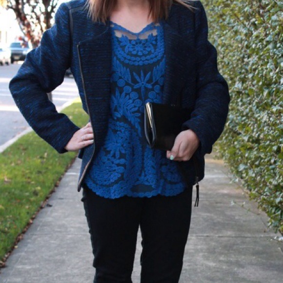Tops - Cobalt Blue Lace Blouse Tops - Cobalt Blue Lace Blouse