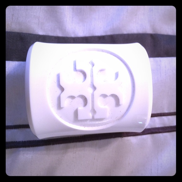 Tory Burch white Lucite logo cuff