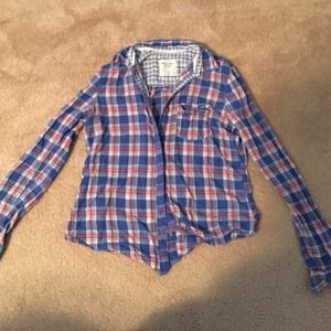Blue and orange Abercrombie plaid shirt