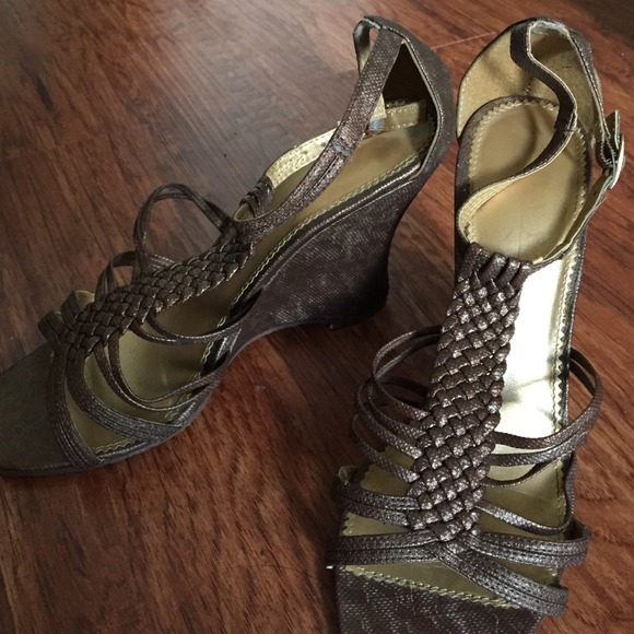 Metallic bronze heels
