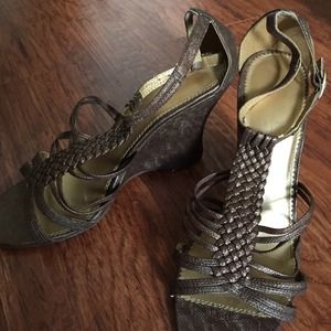 Metallic bronze heels