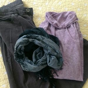 Bundle for rsh,cords,blue button up shirt nscarf