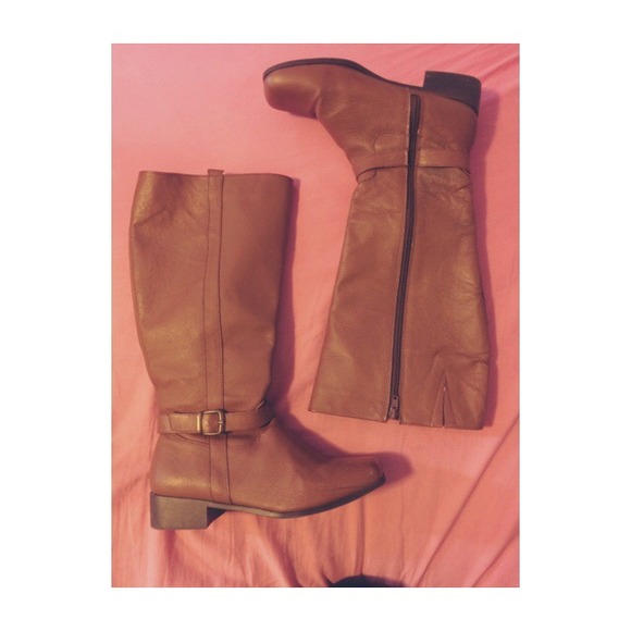 Brown leather boots