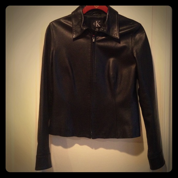 Genuine lamb skin black leather jacket