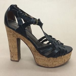 Black strappy cork platform sandals by ALDO