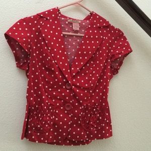 Red poka dot shirt