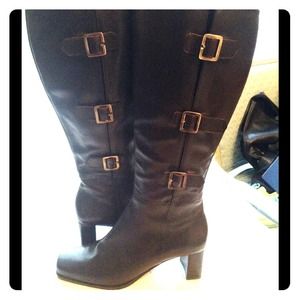 Dark brown leather boots