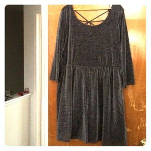 Plus Size Metallic 3/4 Sleeve Dress