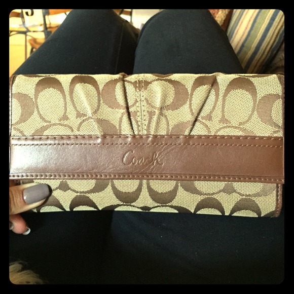 Coach signature checkbook wallet