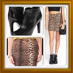 😉Mini Leopard Black/Tan/Brown Skirt
