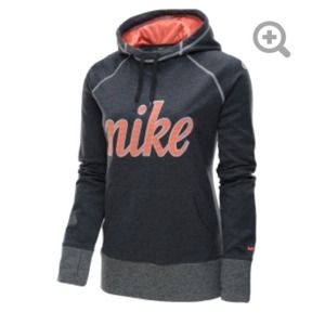 Grey/Peach Nike Hoodie - Large