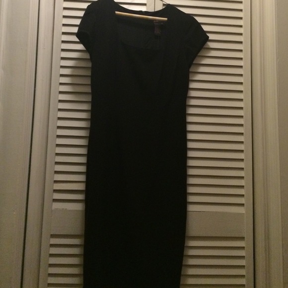 Black Shape-Fx sheath dress with cap sleeves
