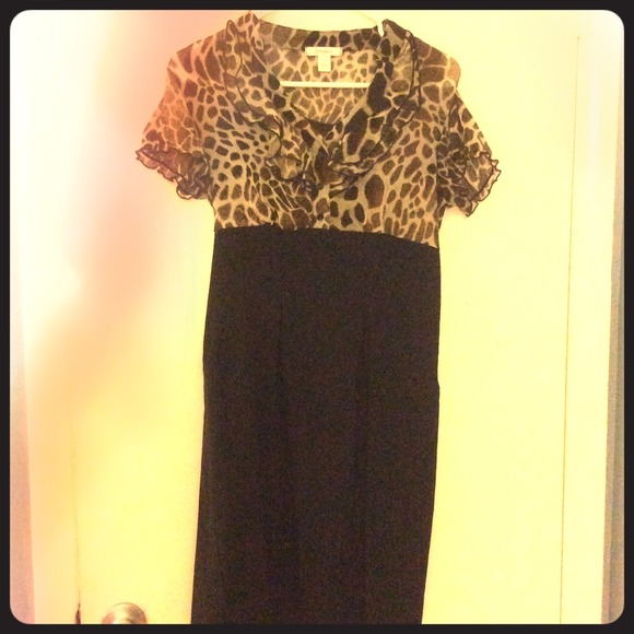 Brown and black giraffe print dress