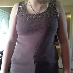 Tan bling tank top