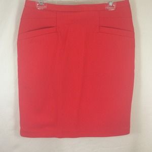 Red Sateen Pencil Skirt