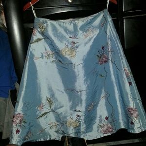 embroidered floral Baby blue  skirt