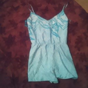 Blue and white romper