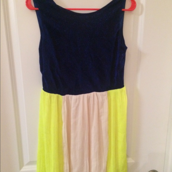 Pretty Blue, Yellow & Nude Dress