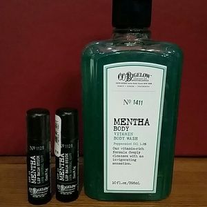 C.O BIGELOW BODY WASH AND 2 LIP BALM