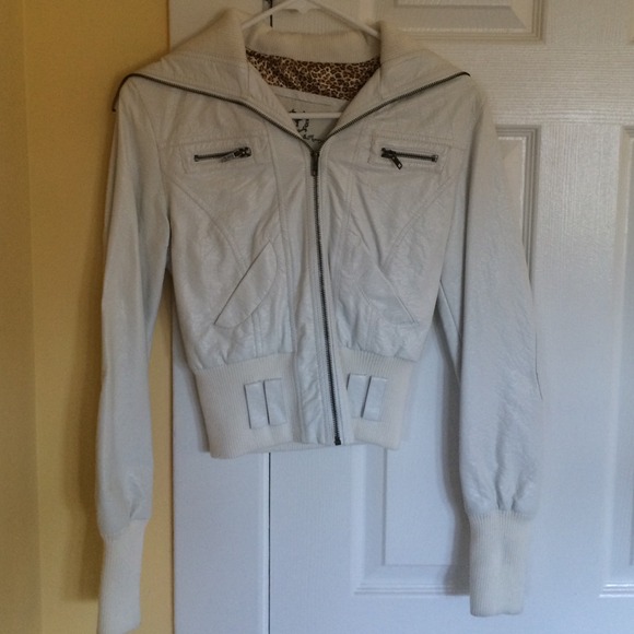 White Pleather Papaya jacket