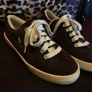 Ralph Lauren Polo brown/cream sneakers 7.5