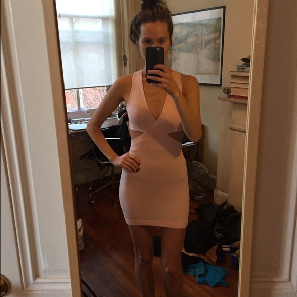 Nasty Gal pink bodycon dress with cutout sides