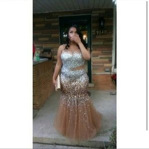 Champagne Prom dress by Blush Prom