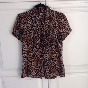 Brown animal print blouse