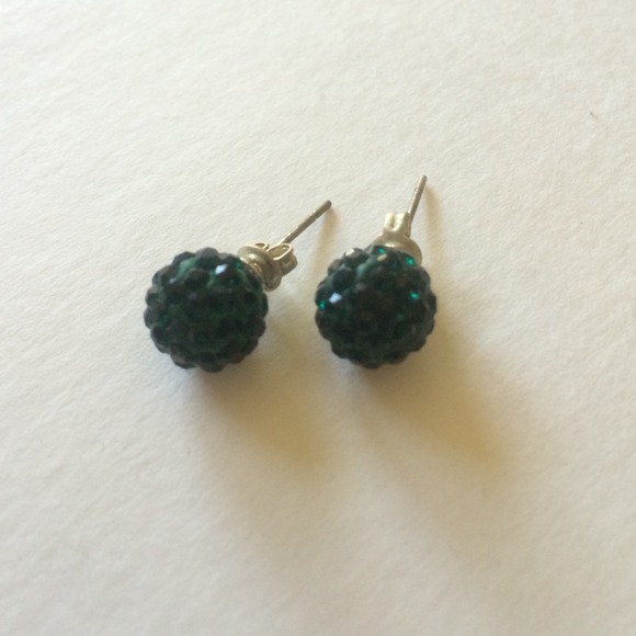 Green Crystal Ball earrings