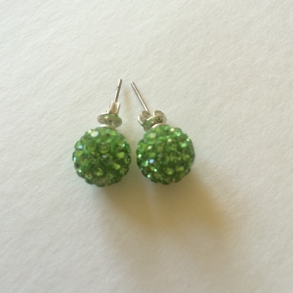 Lime green crystal studded earrings