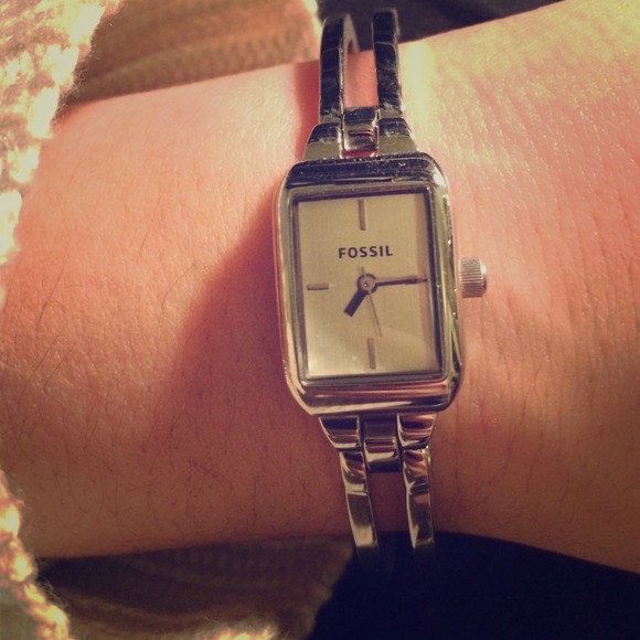 Silver Fossil Watch