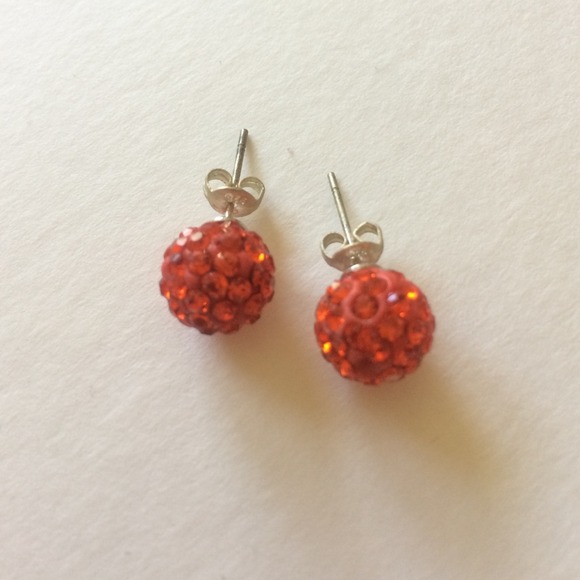 Orange crystal studded earrings