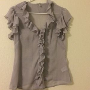 Grey short sleeve ruffle shirt