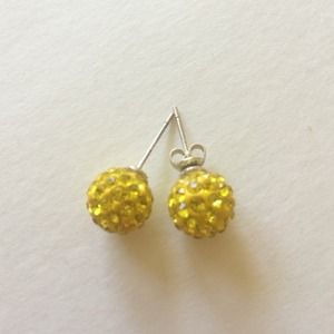 Yellow Crystal studded earrings