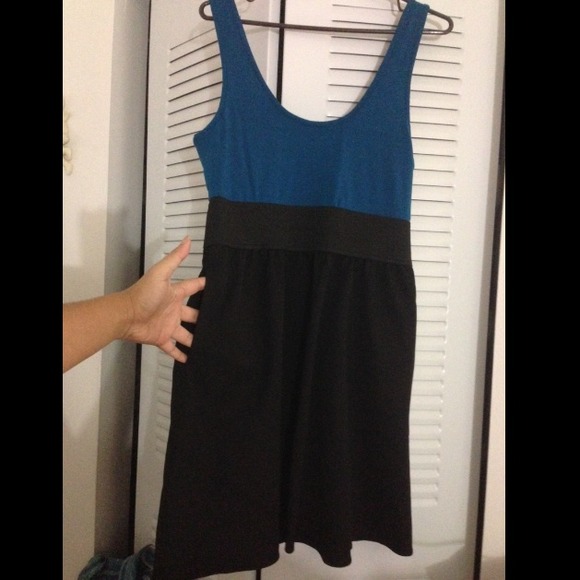 Teal And Black Colorblock Express Dress