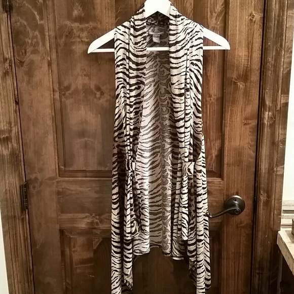 Animal Print Vest Open Draped Front
