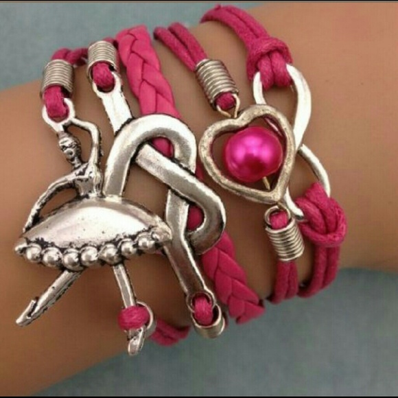 Infinity bracelet pink pearl charm