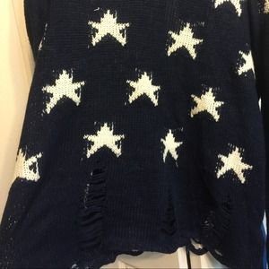 Navy blue knitted pullover sweater