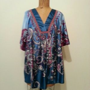 Beaded Paisley Print  Top