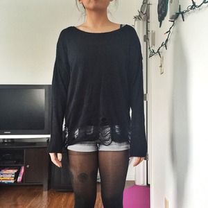 Distressed angel wing sweater