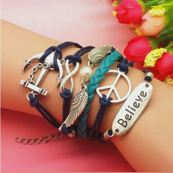 Infinity bracelet peace believe turquoise