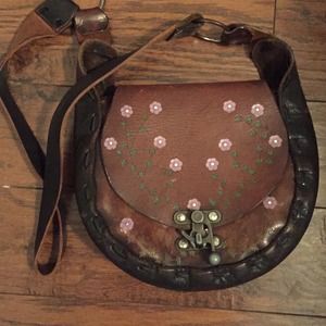 Vintage genuine brown leather purse