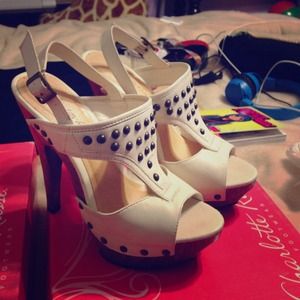 Studded ivory heels