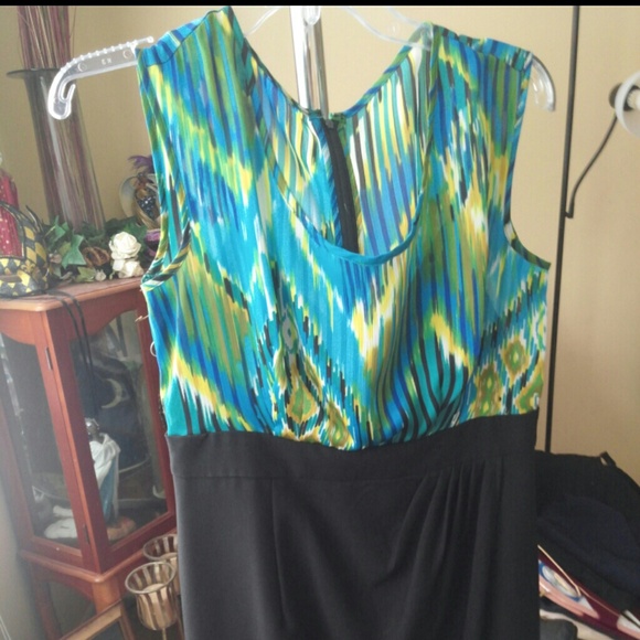 Dressbarn multi colored faux wrapped dress