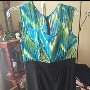 Dressbarn multi colored faux wrapped dress