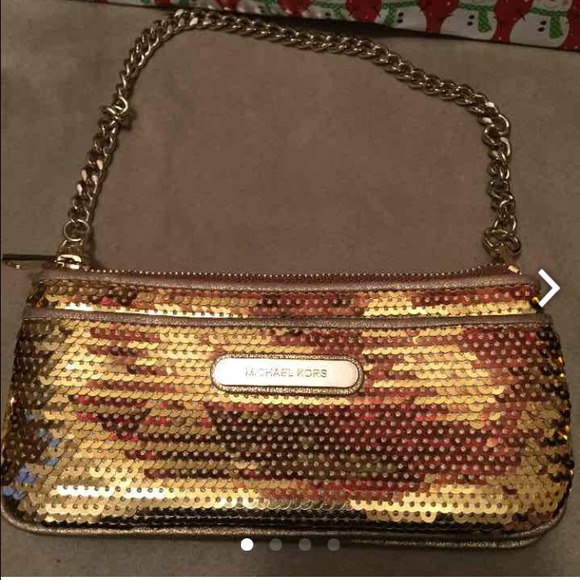 Michael Kors Gold Sequin Wallet/Wristlet