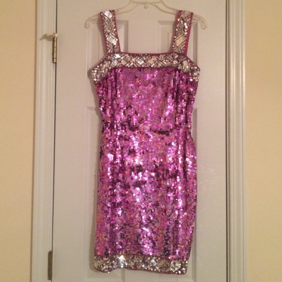 Pink & Silver Iridescent Spaghetti Strap Dress