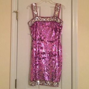 Pink & Silver Iridescent Spaghetti Strap Dress