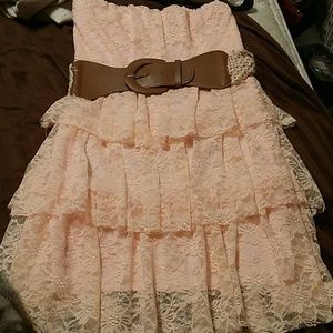 Light pink with brown belt NEVER WORN!